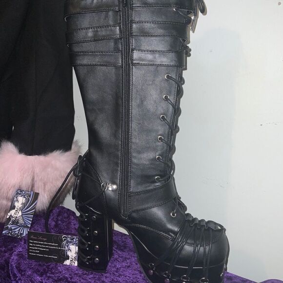 Demonia Charade-206 Knee High Buckle Boots - Picture 5 of 5